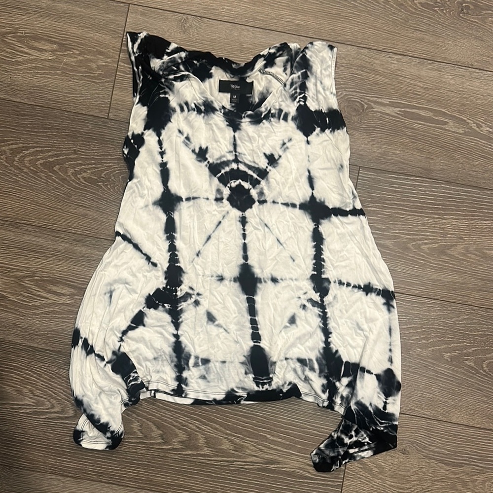 Moschino Black and White Asymmetrical Sleeveless Tank Top